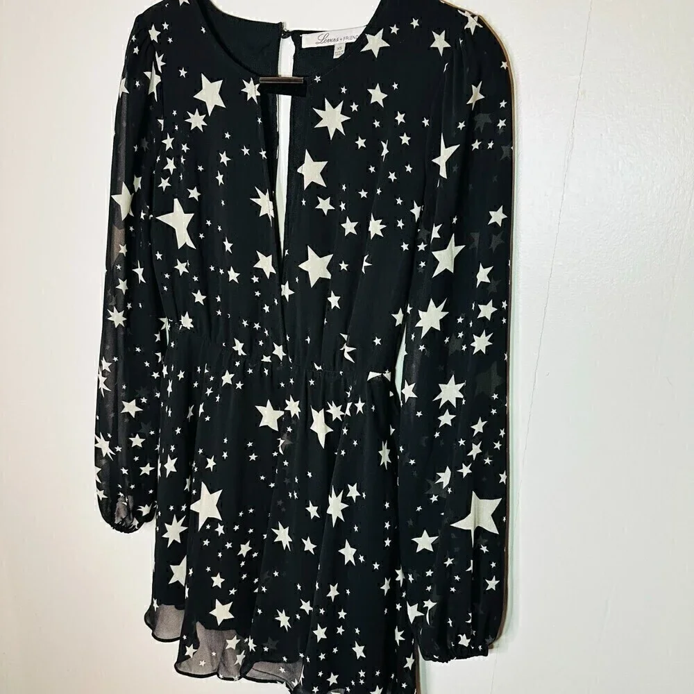 Lovers + Friends Lana Dress Star Print Black XS - Picture 4 of 10